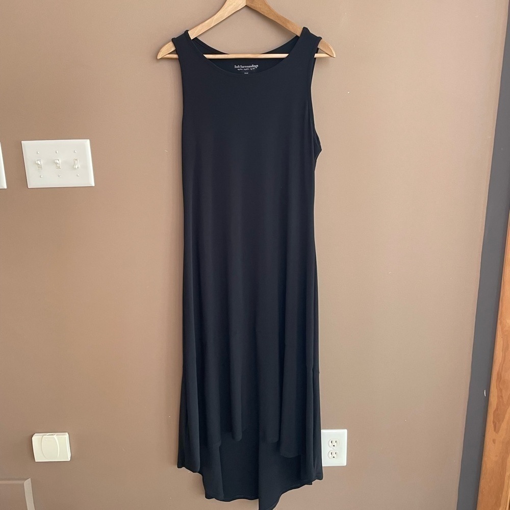 Soft Surroundings Sleeveless Hi Lo MIDI Dress in Black Size Small
